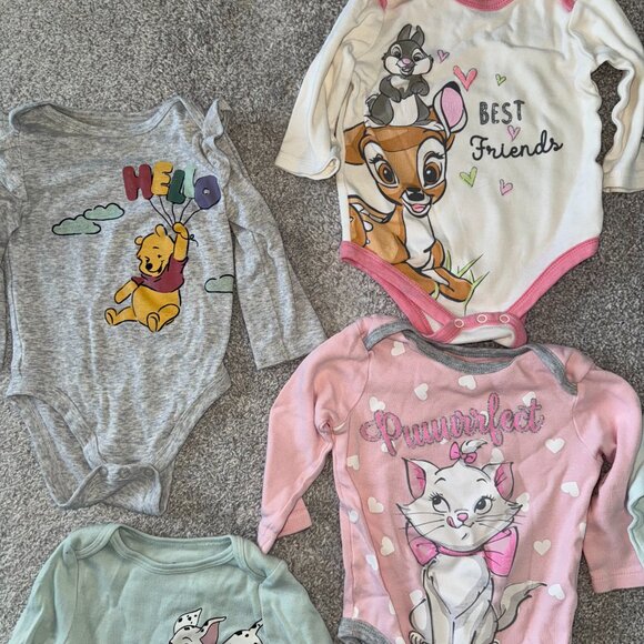 7 Long Sleeve Disney Onesies (Girls 12 months) - Picture 2 of 6